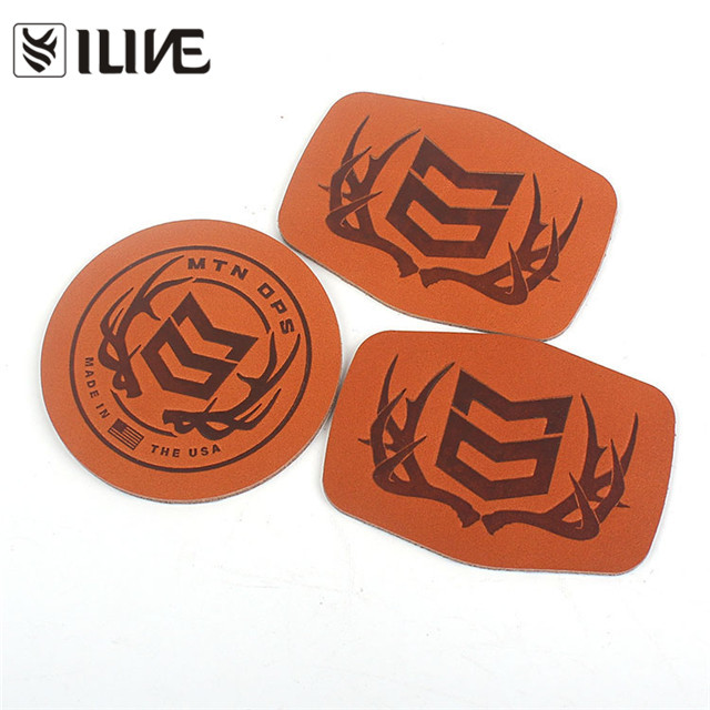 Heat Press Logo Adhesive Soft Genuine Leather Patches