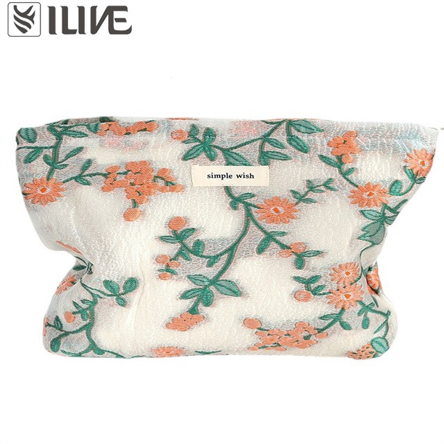 Flower Mesh Cosmetic Bag